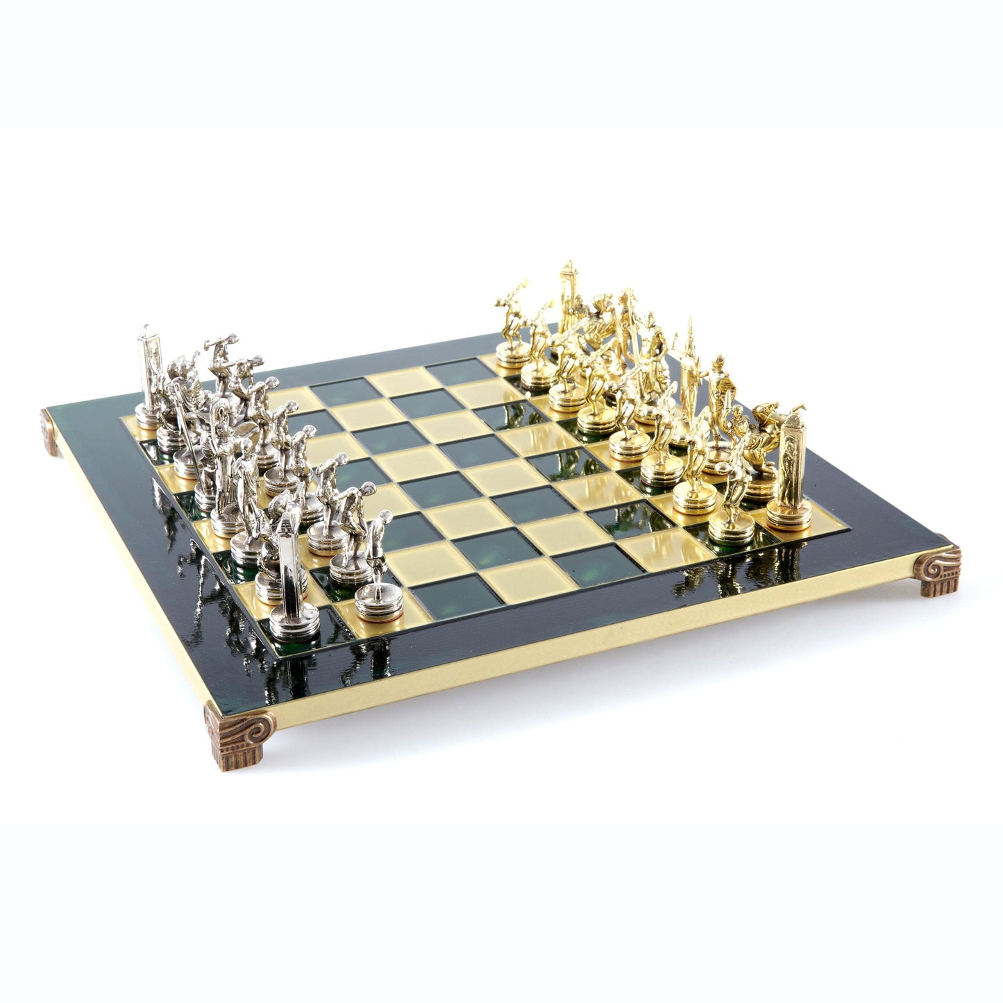 DISCUS THROWER CHESS SET with gold/silver chessmen and bronze chessboard 36 x 36cm (Medium) - Premium Chess from MANOPOULOS Chess & Backgammon - Just €210! Shop now at MANOPOULOS Chess & Backgammon