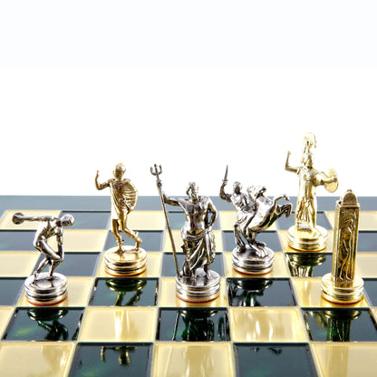 DISCUS THROWER CHESS SET with gold/silver chessmen and bronze chessboard 36 x 36cm (Medium) - Premium Chess from MANOPOULOS Chess & Backgammon - Just €210! Shop now at MANOPOULOS Chess & Backgammon