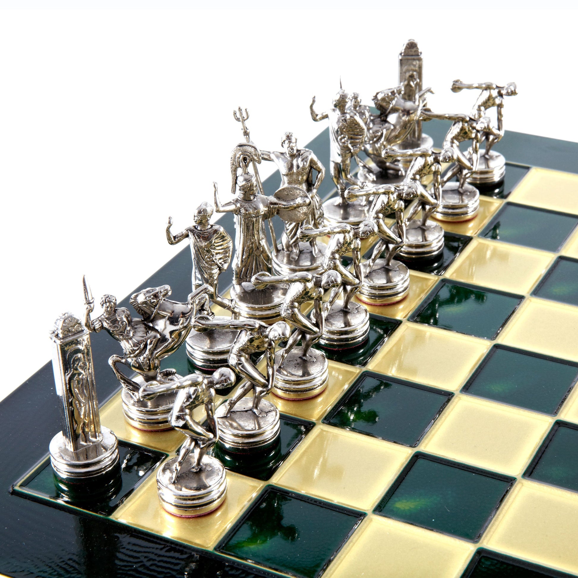 DISCUS THROWER CHESS SET with gold/silver chessmen and bronze chessboard 36 x 36cm (Medium) - Premium Chess from MANOPOULOS Chess & Backgammon - Just €210! Shop now at MANOPOULOS Chess & Backgammon