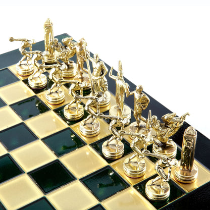 DISCUS THROWER CHESS SET with gold/silver chessmen and bronze chessboard 36 x 36cm (Medium) - Premium Chess from MANOPOULOS Chess & Backgammon - Just €210! Shop now at MANOPOULOS Chess & Backgammon