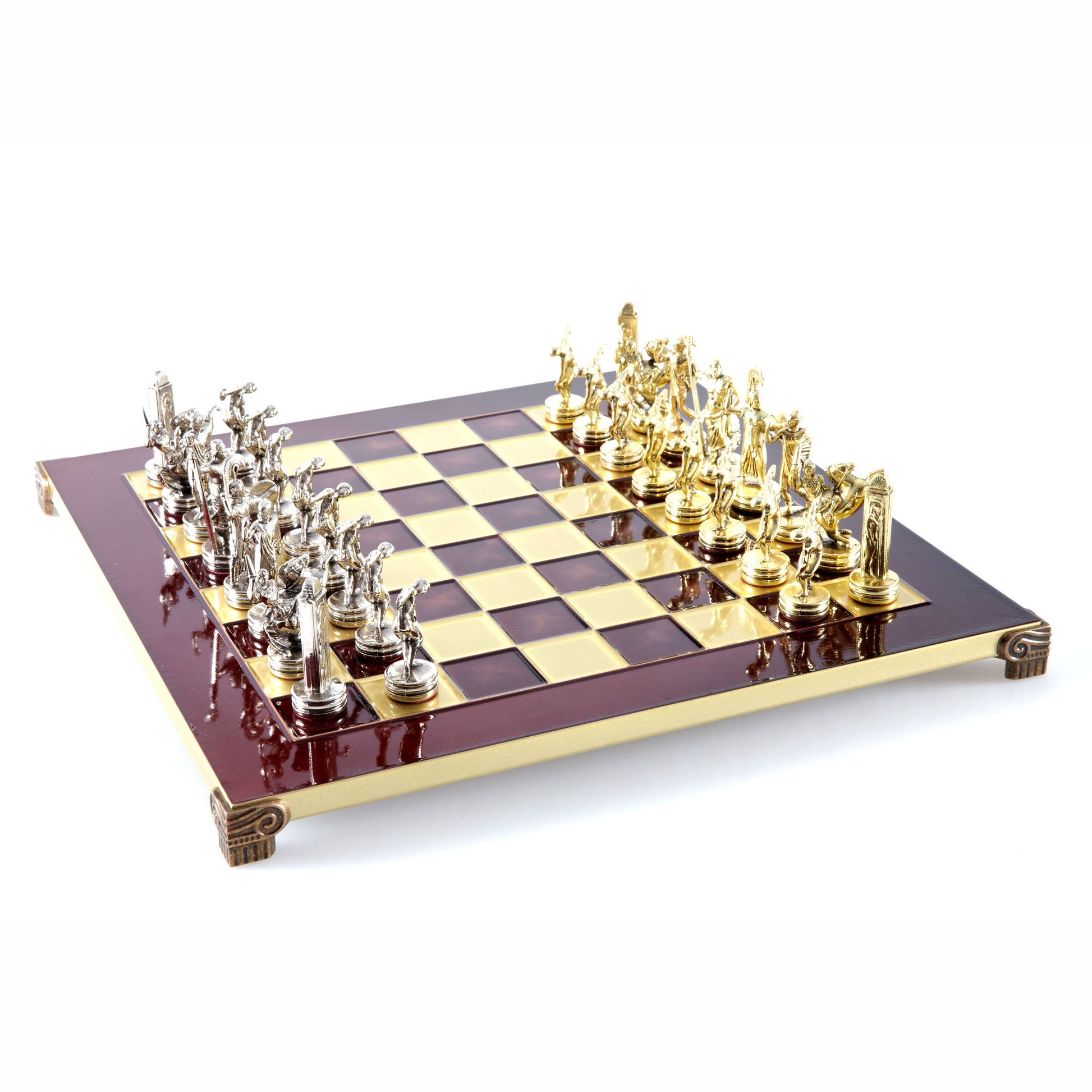 DISCUS THROWER CHESS SET with gold/silver chessmen and bronze chessboard 36 x 36cm (Medium) - Premium Chess from MANOPOULOS Chess & Backgammon - Just €210! Shop now at MANOPOULOS Chess & Backgammon