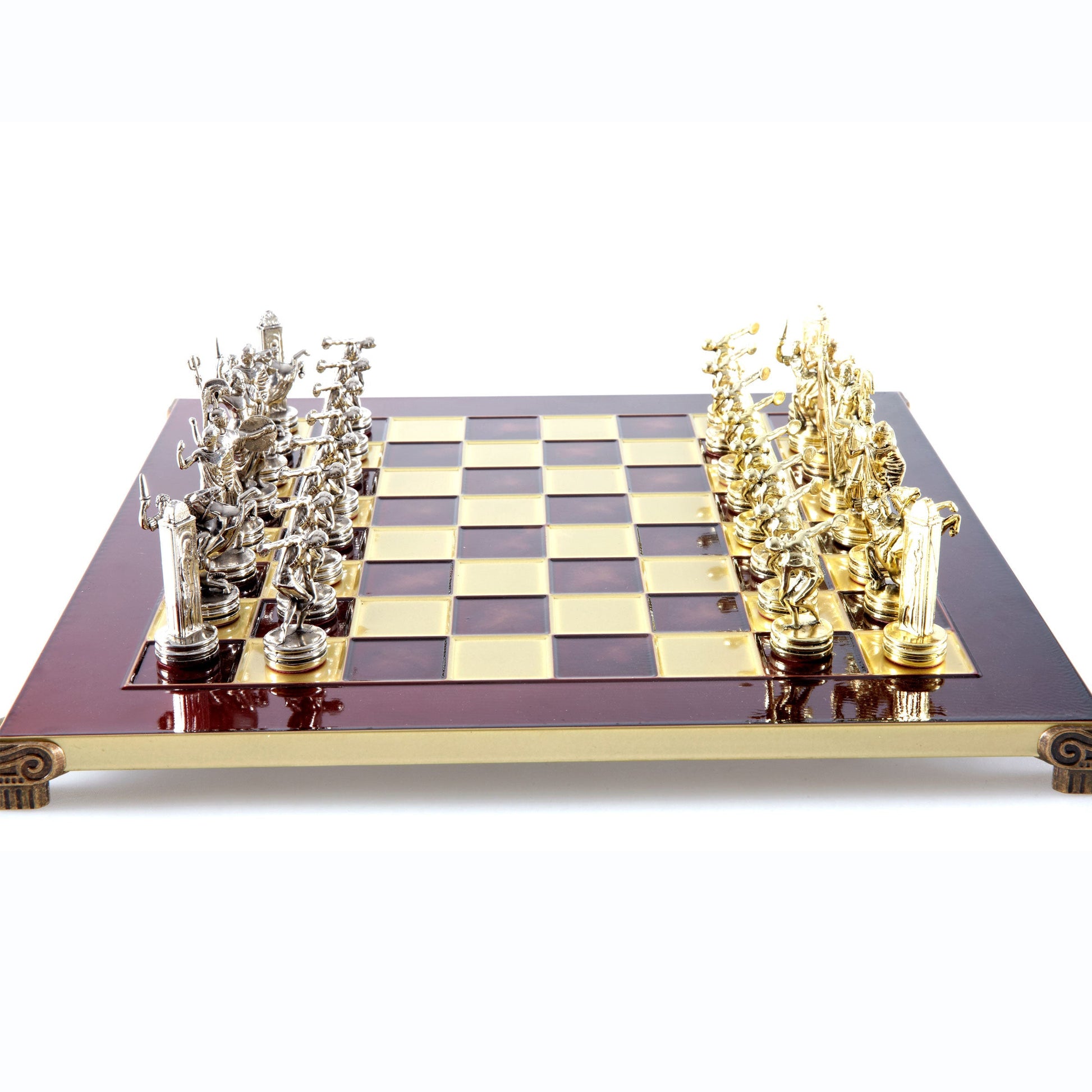 DISCUS THROWER CHESS SET with gold/silver chessmen and bronze chessboard 36 x 36cm (Medium) - Premium Chess from MANOPOULOS Chess & Backgammon - Just €210! Shop now at MANOPOULOS Chess & Backgammon