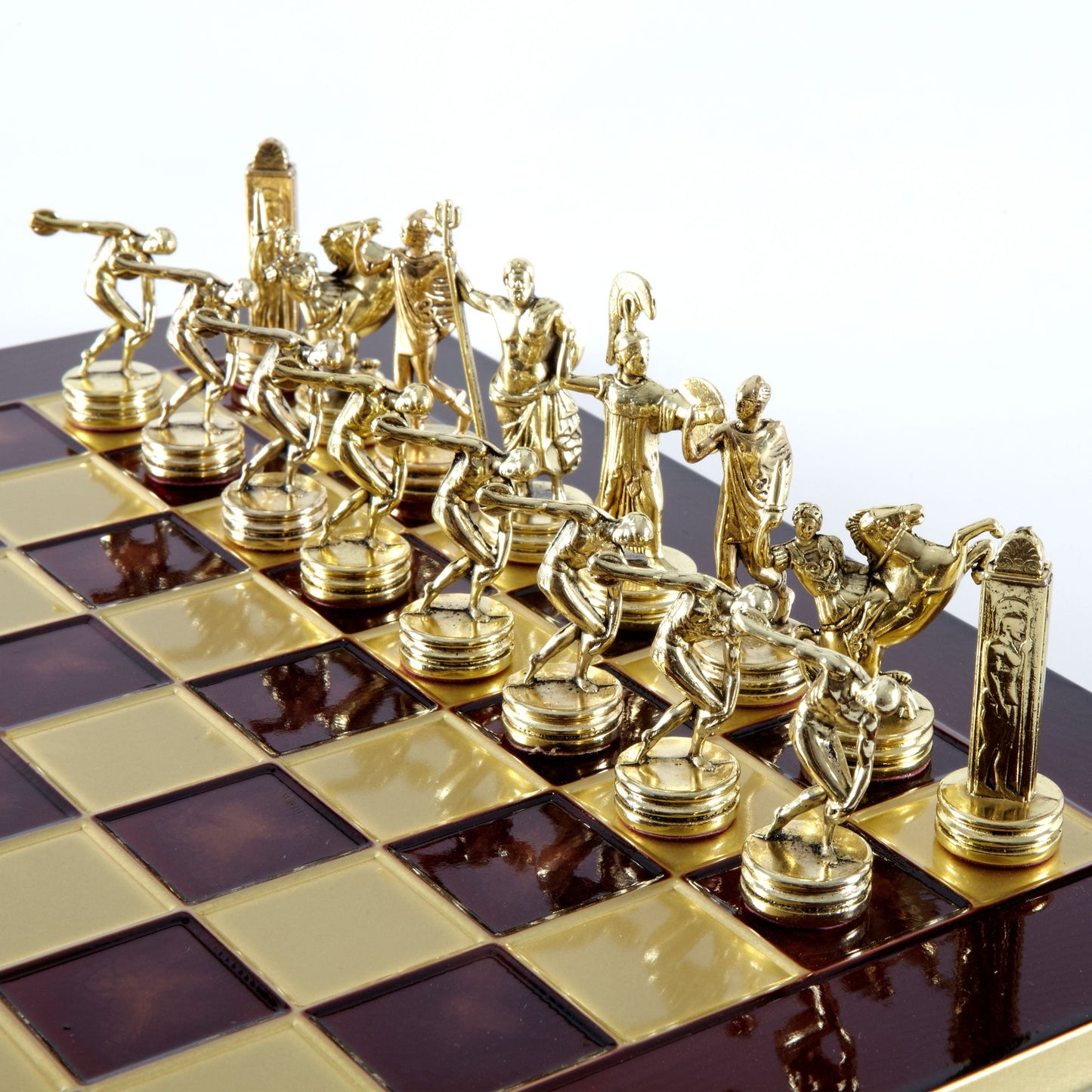 DISCUS THROWER CHESS SET with gold/silver chessmen and bronze chessboard 36 x 36cm (Medium) - Premium Chess from MANOPOULOS Chess & Backgammon - Just €210! Shop now at MANOPOULOS Chess & Backgammon