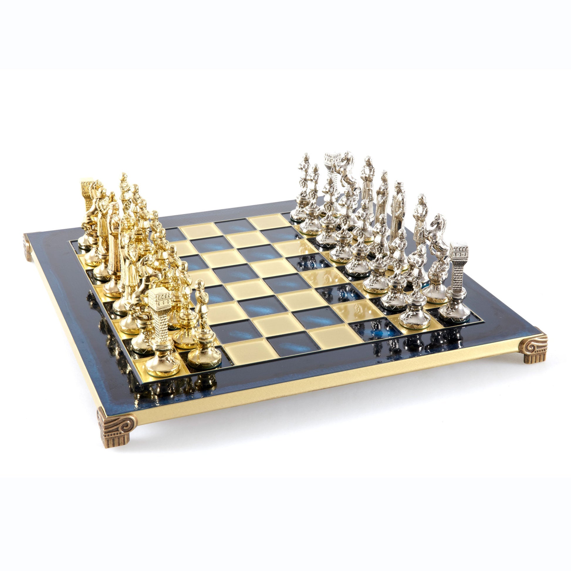 RENAISSANCE CHESS SET with gold/silver chessmen and bronze chessboard 36 x 36cm (Medium) - Premium Chess from MANOPOULOS Chess & Backgammon - Just €210! Shop now at MANOPOULOS Chess & Backgammon