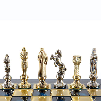 RENAISSANCE CHESS SET with gold/silver chessmen and bronze chessboard 36 x 36cm (Medium) - Premium Chess from MANOPOULOS Chess & Backgammon - Just €210! Shop now at MANOPOULOS Chess & Backgammon