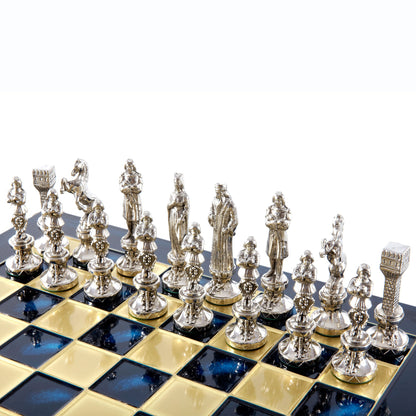 RENAISSANCE CHESS SET with gold/silver chessmen and bronze chessboard 36 x 36cm (Medium) - Premium Chess from MANOPOULOS Chess & Backgammon - Just €210! Shop now at MANOPOULOS Chess & Backgammon