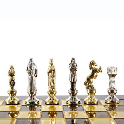 RENAISSANCE CHESS SET with gold/silver chessmen and bronze chessboard 36 x 36cm (Medium) - Premium Chess from MANOPOULOS Chess & Backgammon - Just €210! Shop now at MANOPOULOS Chess & Backgammon