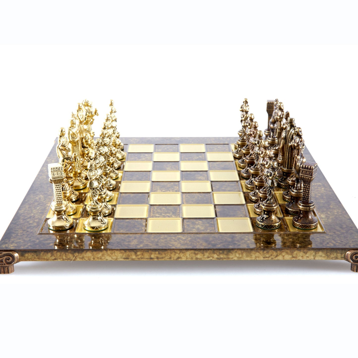 RENAISSANCE CHESS SET with gold/brown chessmen and bronze chessboard 36 x 36cm (Medium) - Premium Chess from MANOPOULOS Chess & Backgammon - Just €210! Shop now at MANOPOULOS Chess & Backgammon