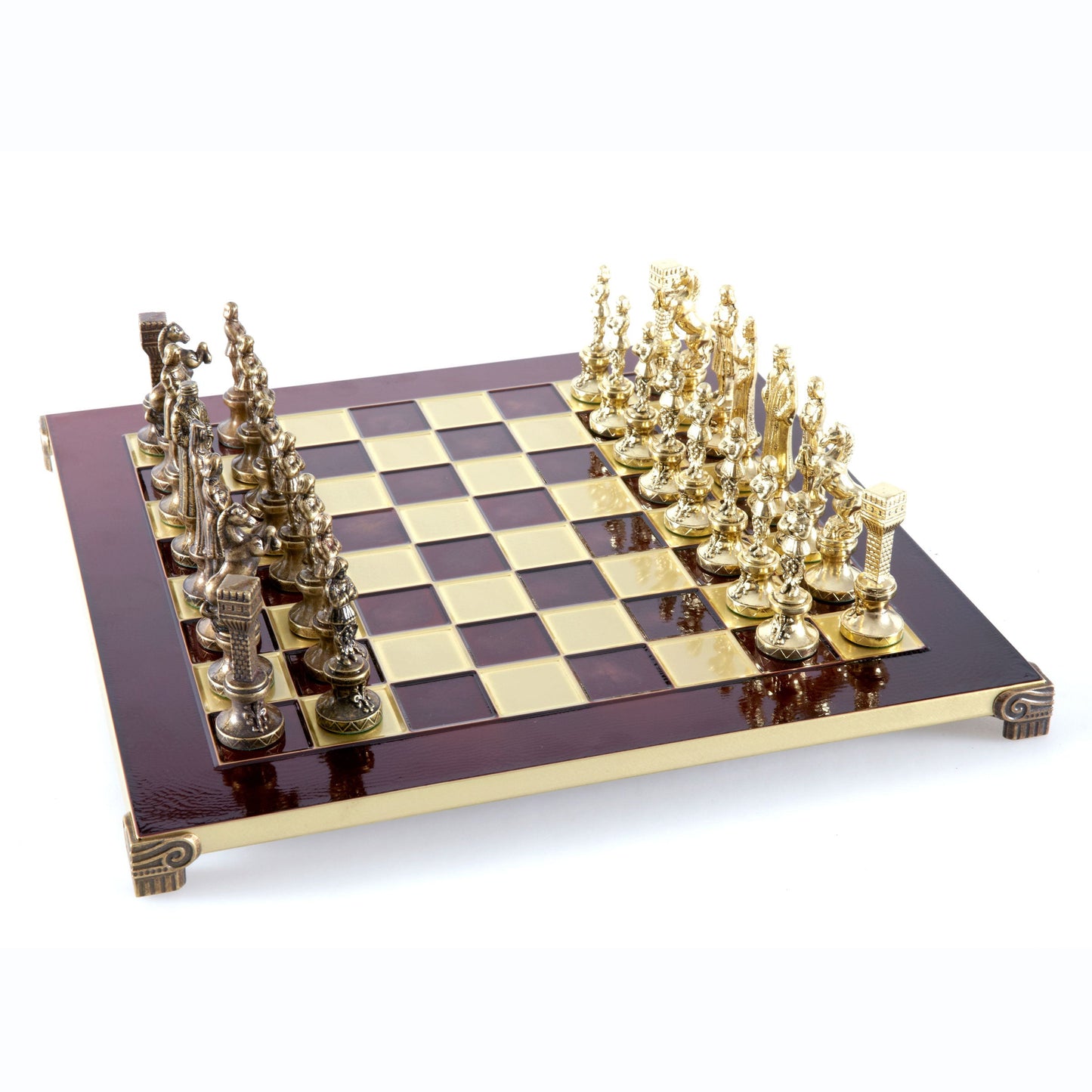 RENAISSANCE CHESS SET with gold/brown chessmen and bronze chessboard 36 x 36cm (Medium) - Premium Chess from MANOPOULOS Chess & Backgammon - Just €210! Shop now at MANOPOULOS Chess & Backgammon