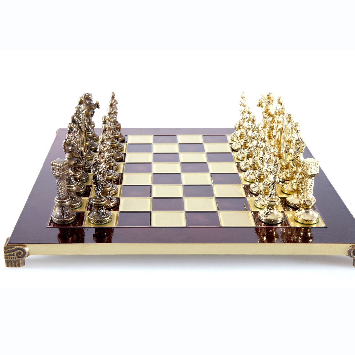 RENAISSANCE CHESS SET with gold/brown chessmen and bronze chessboard 36 x 36cm (Medium) - Premium Chess from MANOPOULOS Chess & Backgammon - Just €210! Shop now at MANOPOULOS Chess & Backgammon