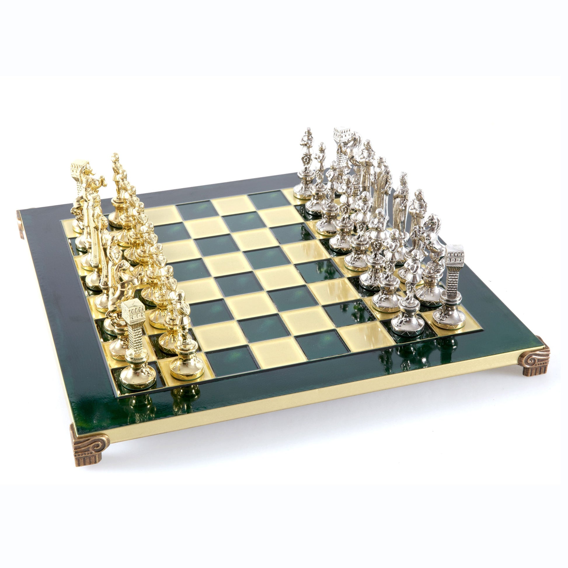 RENAISSANCE CHESS SET with gold/silver chessmen and bronze chessboard 36 x 36cm (Medium) - Premium Chess from MANOPOULOS Chess & Backgammon - Just €210! Shop now at MANOPOULOS Chess & Backgammon