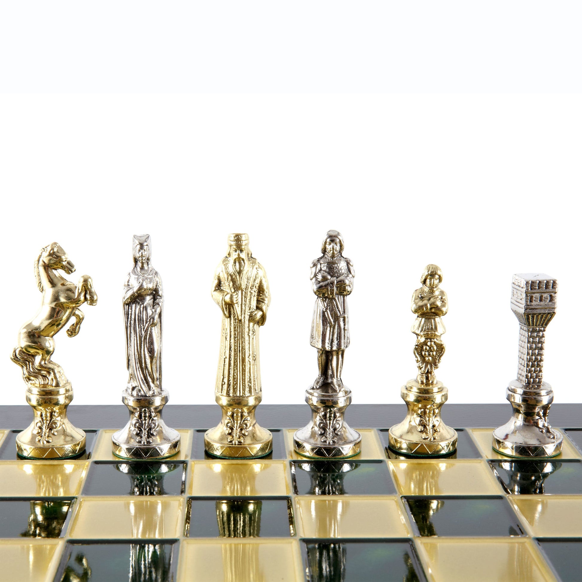 RENAISSANCE CHESS SET with gold/silver chessmen and bronze chessboard 36 x 36cm (Medium) - Premium Chess from MANOPOULOS Chess & Backgammon - Just €210! Shop now at MANOPOULOS Chess & Backgammon