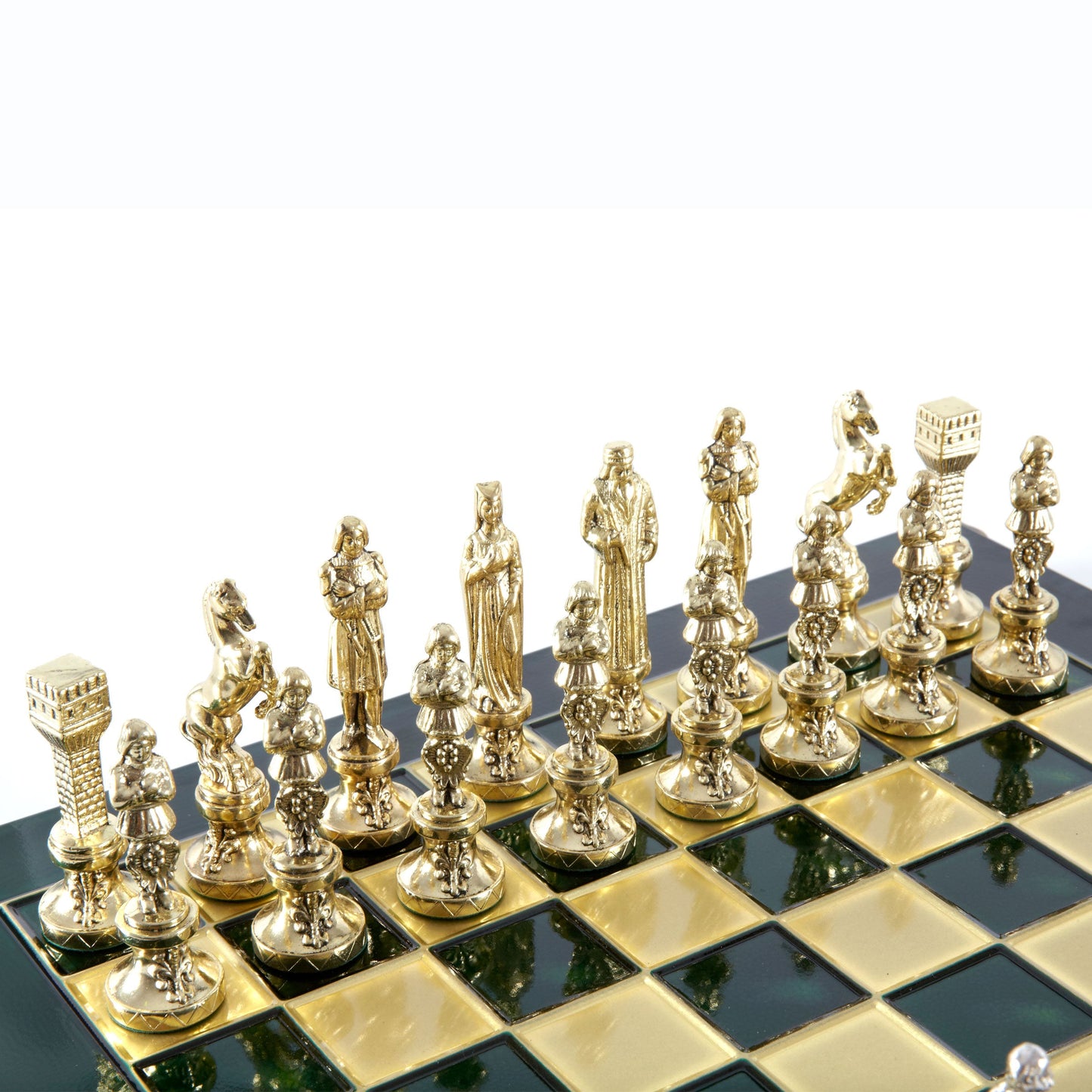 RENAISSANCE CHESS SET with gold/silver chessmen and bronze chessboard 36 x 36cm (Medium) - Premium Chess from MANOPOULOS Chess & Backgammon - Just €210! Shop now at MANOPOULOS Chess & Backgammon