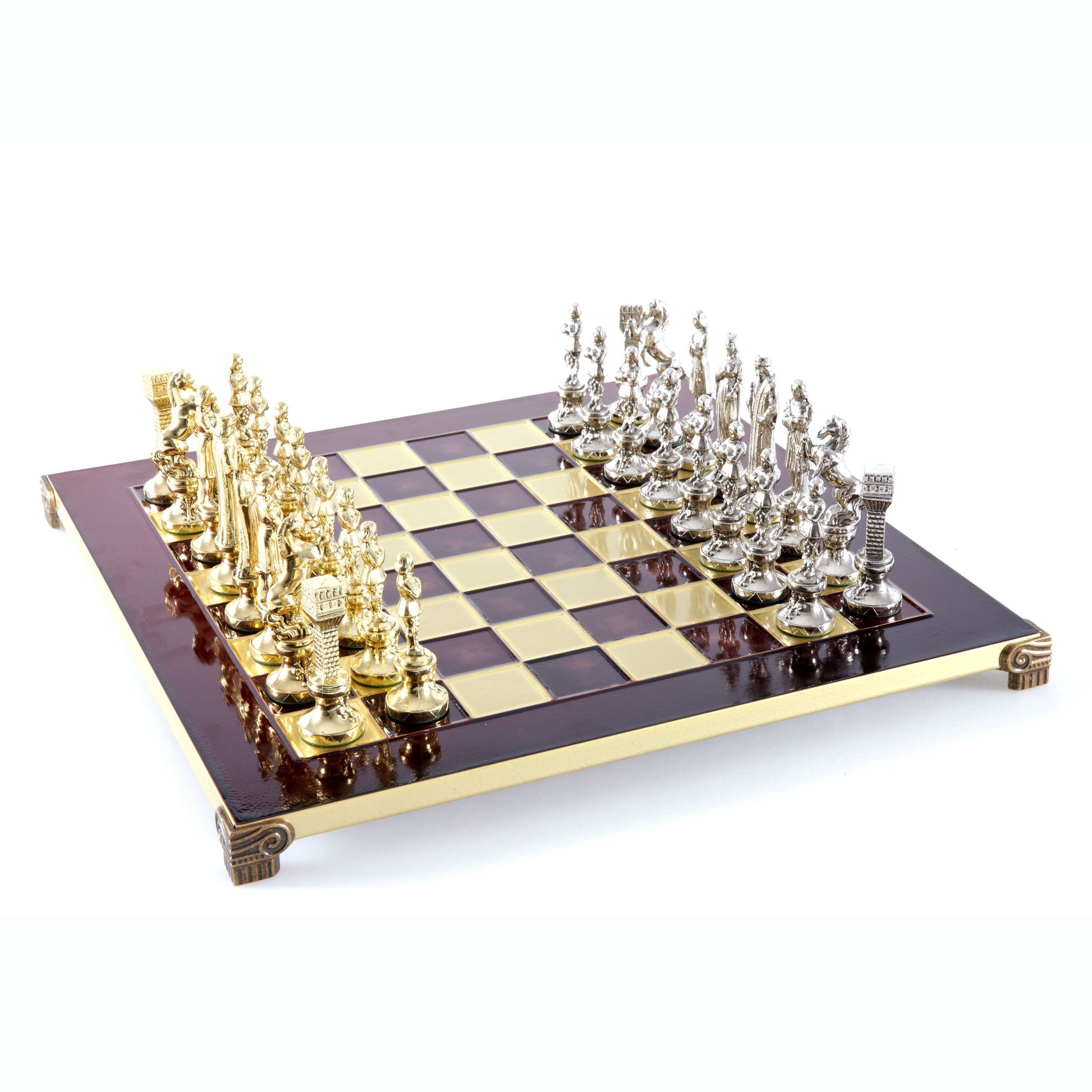 RENAISSANCE CHESS SET with gold/silver chessmen and bronze chessboard 36 x 36cm (Medium) - Premium Chess from MANOPOULOS Chess & Backgammon - Just €210! Shop now at MANOPOULOS Chess & Backgammon