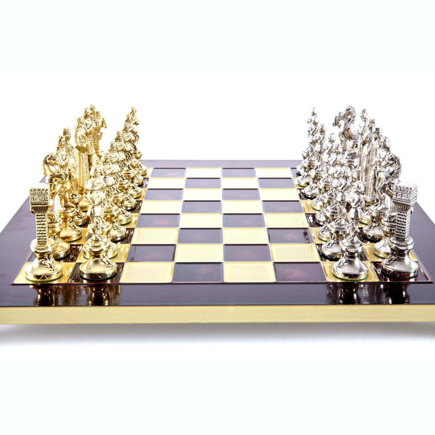 RENAISSANCE CHESS SET with gold/silver chessmen and bronze chessboard 36 x 36cm (Medium) - Premium Chess from MANOPOULOS Chess & Backgammon - Just €210! Shop now at MANOPOULOS Chess & Backgammon