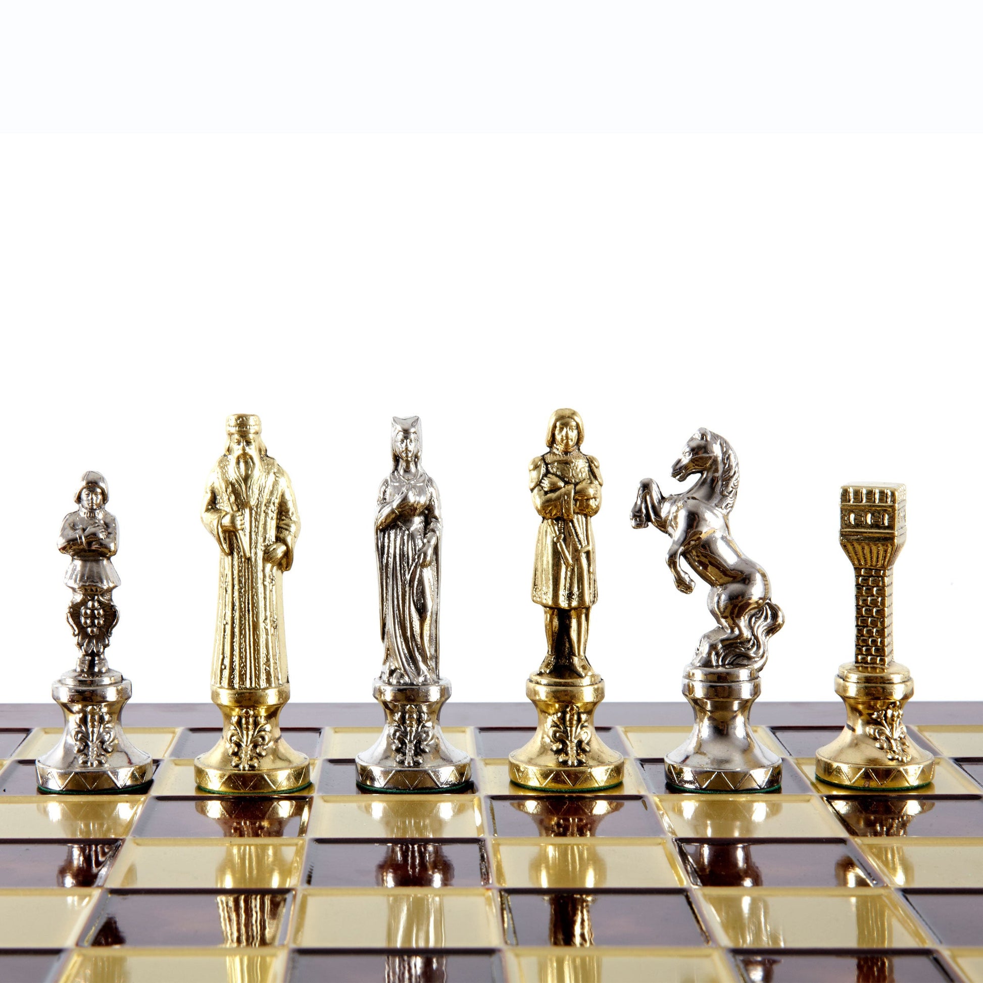 RENAISSANCE CHESS SET with gold/silver chessmen and bronze chessboard 36 x 36cm (Medium) - Premium Chess from MANOPOULOS Chess & Backgammon - Just €210! Shop now at MANOPOULOS Chess & Backgammon