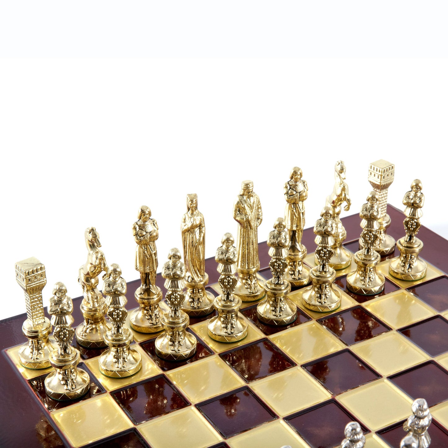 RENAISSANCE CHESS SET with gold/silver chessmen and bronze chessboard 36 x 36cm (Medium) - Premium Chess from MANOPOULOS Chess & Backgammon - Just €210! Shop now at MANOPOULOS Chess & Backgammon