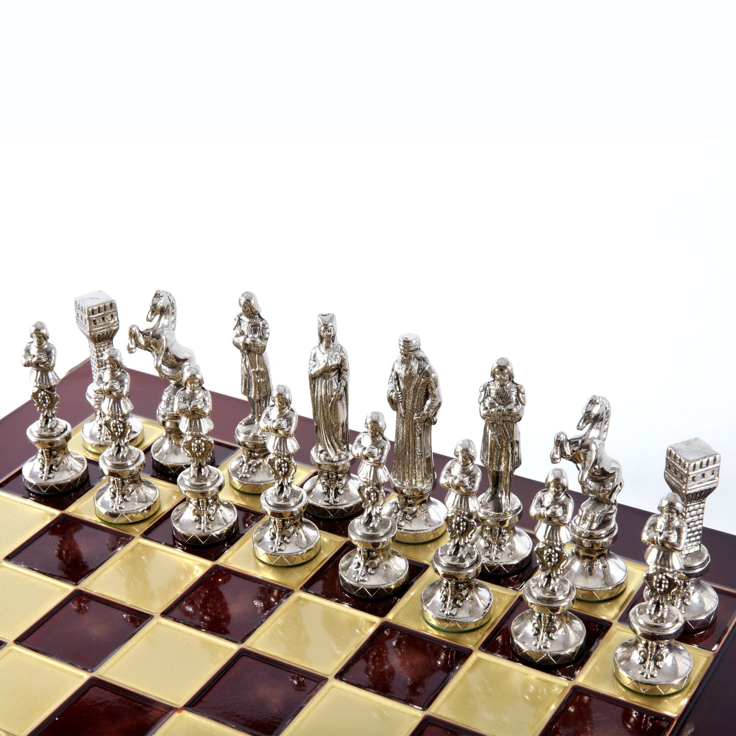 RENAISSANCE CHESS SET with gold/silver chessmen and bronze chessboard 36 x 36cm (Medium) - Premium Chess from MANOPOULOS Chess & Backgammon - Just €210! Shop now at MANOPOULOS Chess & Backgammon