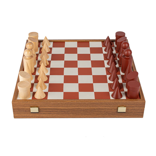 Bauhaus Style Terracotta & White Chess Set - 40x40cm with 8.5cm King Chessmen - Premium Chess from MANOPOULOS Chess & Backgammon - Just €195! Shop now at MANOPOULOS Chess & Backgammon