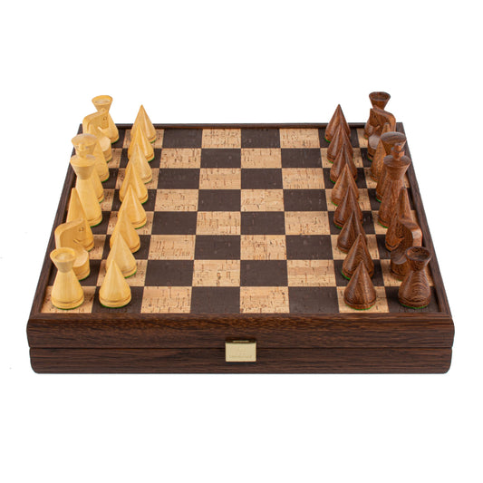 Handcrafted Brown-Natural Cork Chess Set - 40x40cm with Modern Style Wooden Chessmen - Premium Chess from MANOPOULOS Chess & Backgammon - Just €143! Shop now at MANOPOULOS Chess & Backgammon