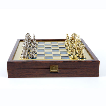 Handcrafted Greek Roman Period Chess Set in Wooden Box with Storage – Gold & Silver (Small) - Premium Chess from MANOPOULOS Chess & Backgammon - Just €125! Shop now at MANOPOULOS Chess & Backgammon