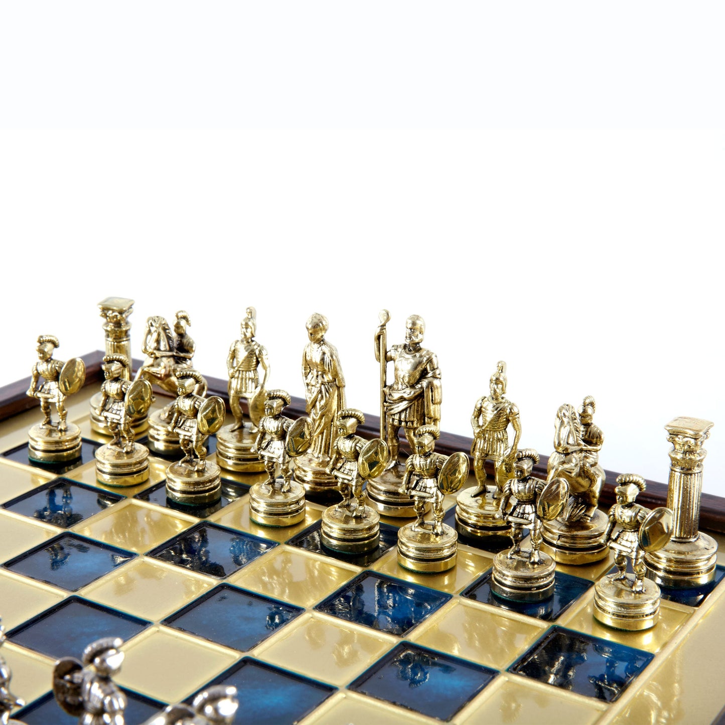 Handcrafted Greek Roman Period Chess Set in Wooden Box with Storage – Gold & Silver (Small) - Premium Chess from MANOPOULOS Chess & Backgammon - Just €125! Shop now at MANOPOULOS Chess & Backgammon