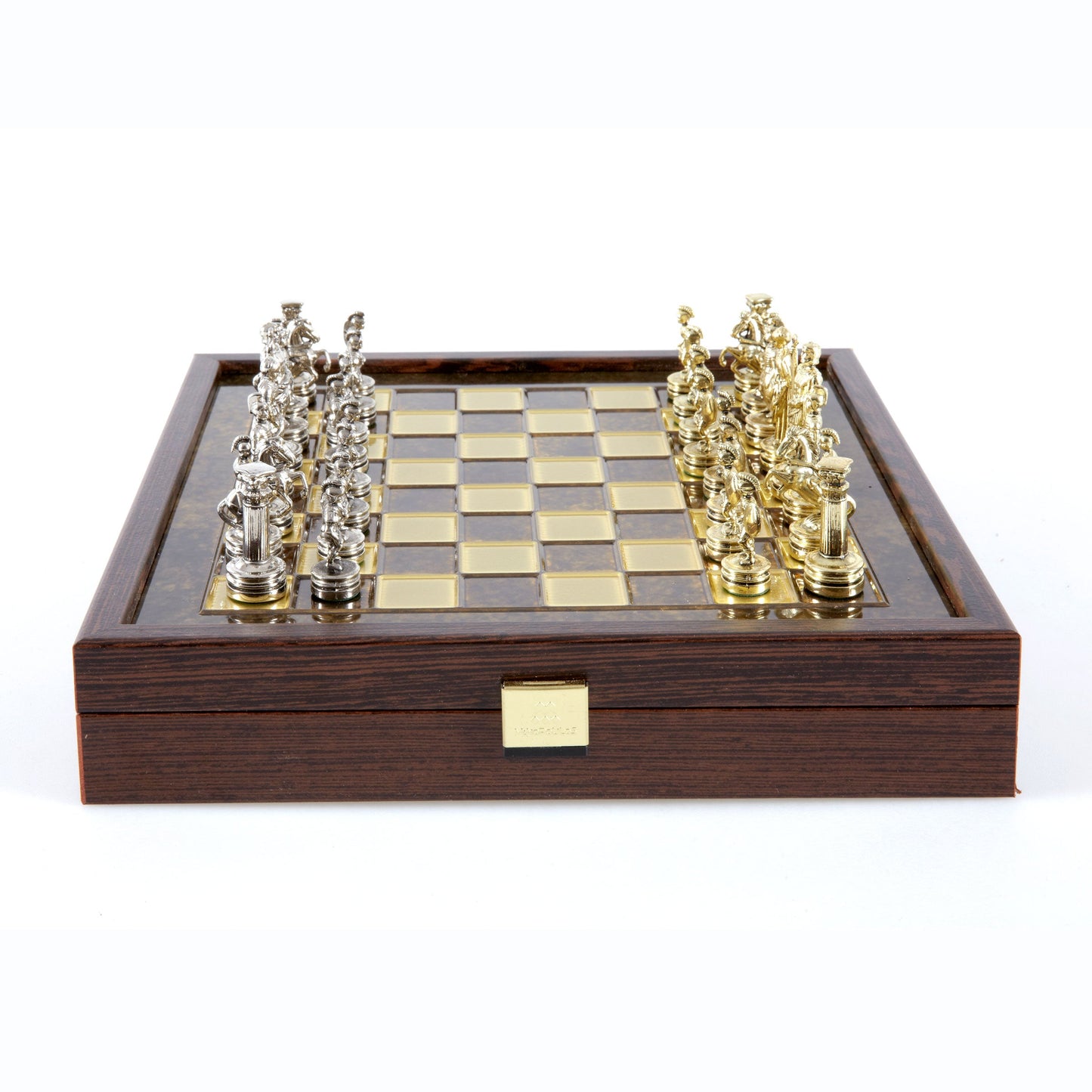 Handcrafted Greek Roman Period Chess Set in Wooden Box with Storage – Gold & Silver (Small) - Premium Chess from MANOPOULOS Chess & Backgammon - Just €125! Shop now at MANOPOULOS Chess & Backgammon