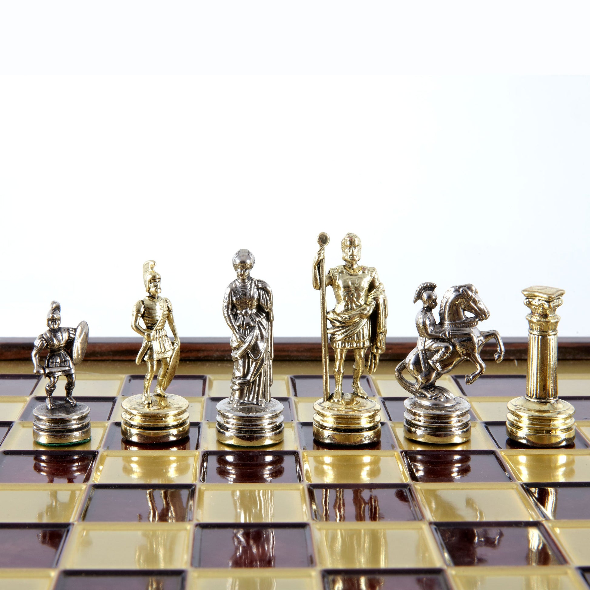 Handcrafted Greek Roman Period Chess Set in Wooden Box with Storage – Gold & Silver (Small) - Premium Chess from MANOPOULOS Chess & Backgammon - Just €125! Shop now at MANOPOULOS Chess & Backgammon