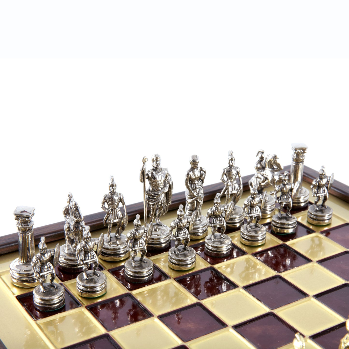 Handcrafted Greek Roman Period Chess Set in Wooden Box with Storage – Gold & Silver (Small) - Premium Chess from MANOPOULOS Chess & Backgammon - Just €125! Shop now at MANOPOULOS Chess & Backgammon