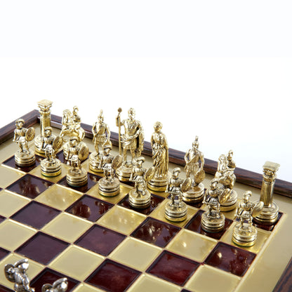 Handcrafted Greek Roman Period Chess Set in Wooden Box with Storage – Gold & Silver (Small) - Premium Chess from MANOPOULOS Chess & Backgammon - Just €125! Shop now at MANOPOULOS Chess & Backgammon