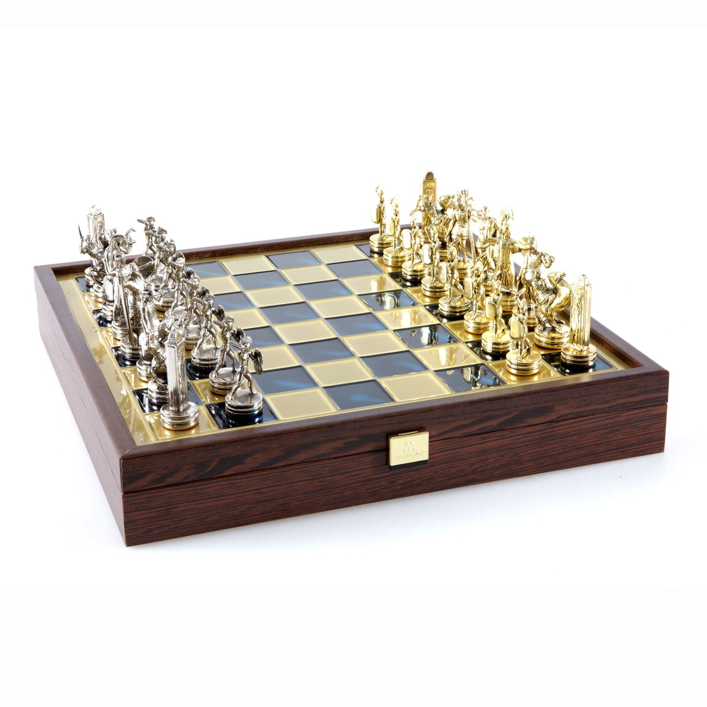 GREEK MYTHOLOGY CHESS SET in wooden box with gold/silver chessmen and bronze chessboard 34 x 34cm (Medium) - Premium Chess from MANOPOULOS Chess & Backgammon - Just €183! Shop now at MANOPOULOS Chess & Backgammon