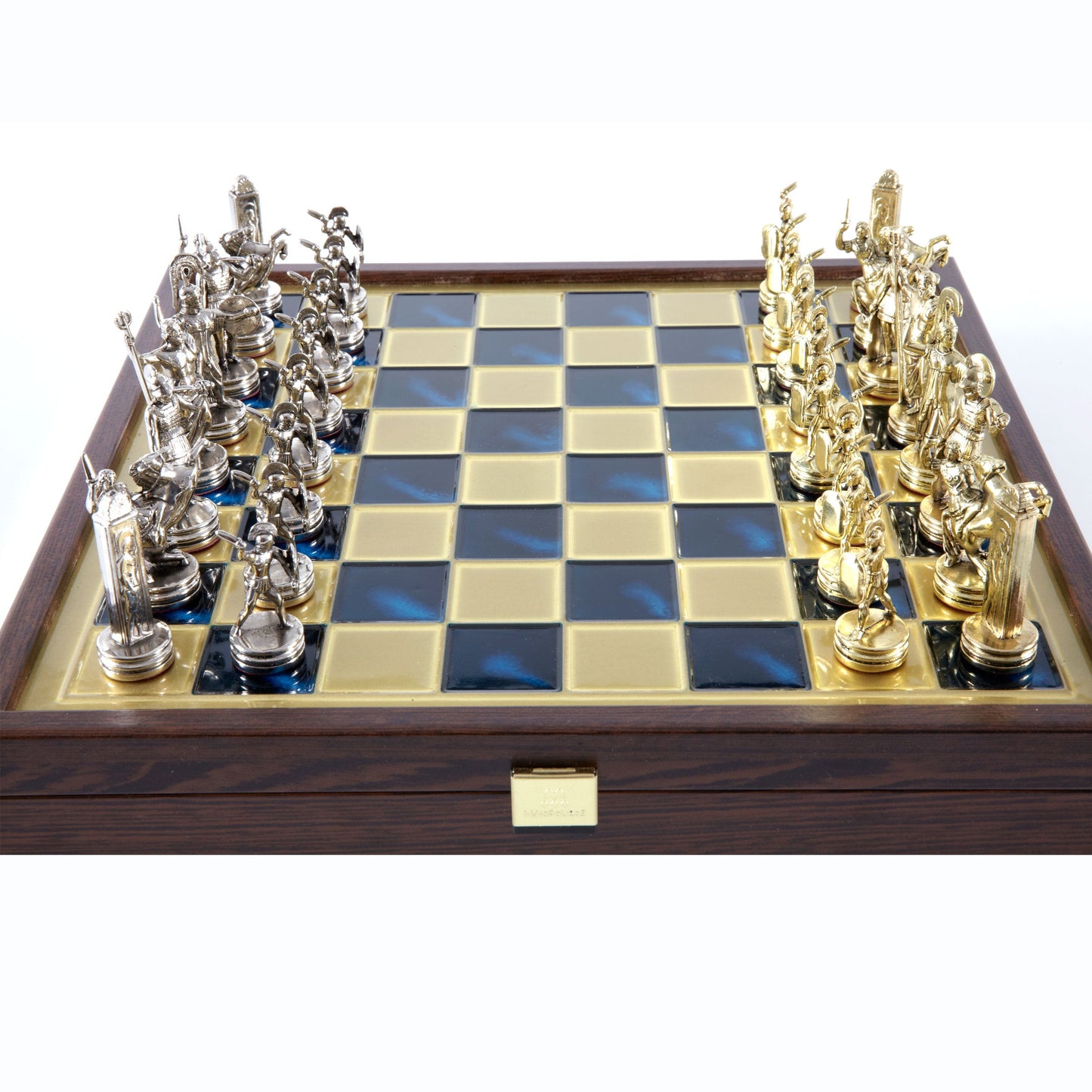 GREEK MYTHOLOGY CHESS SET in wooden box with gold/silver chessmen and bronze chessboard 34 x 34cm (Medium) - Premium Chess from MANOPOULOS Chess & Backgammon - Just €183! Shop now at MANOPOULOS Chess & Backgammon