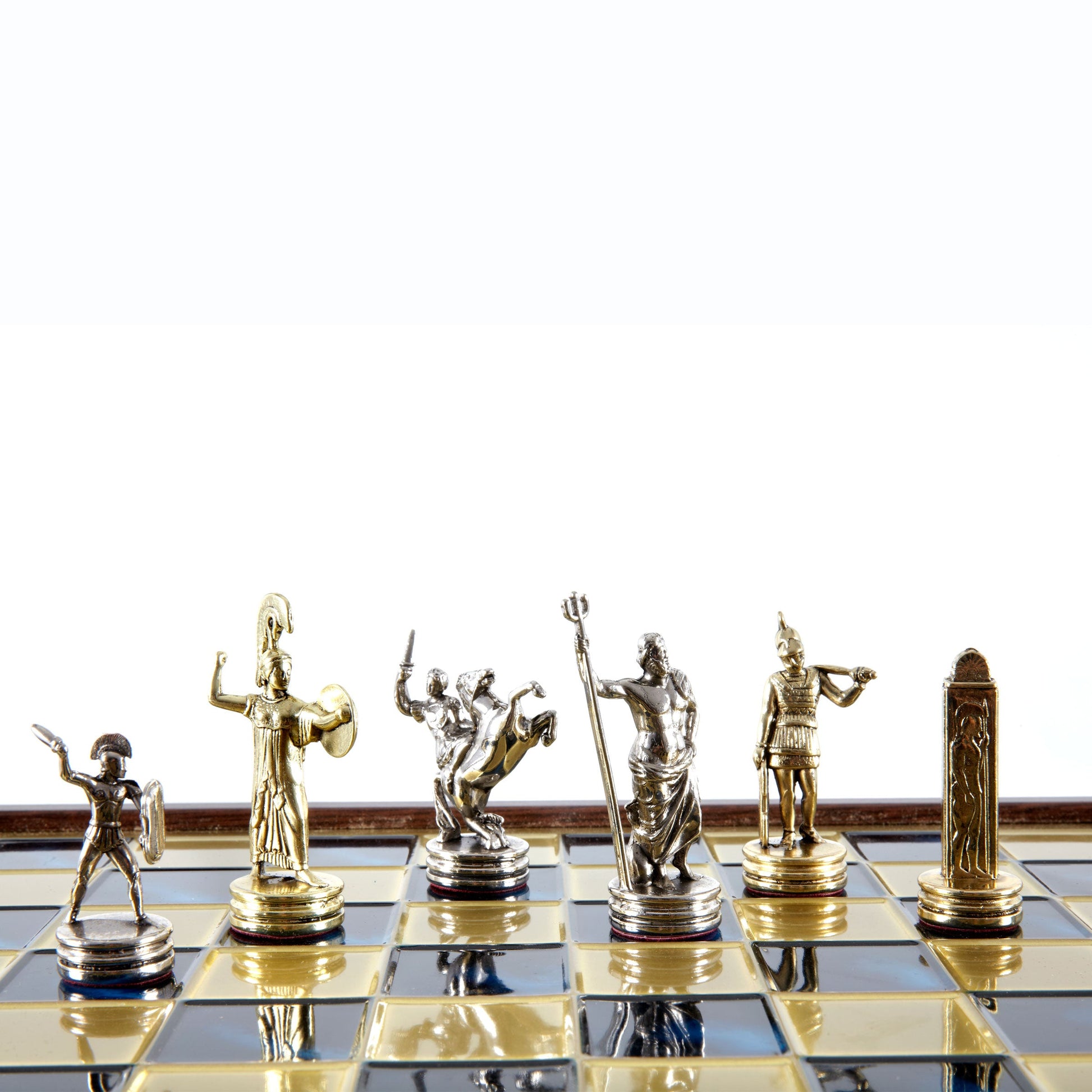 GREEK MYTHOLOGY CHESS SET in wooden box with gold/silver chessmen and bronze chessboard 34 x 34cm (Medium) - Premium Chess from MANOPOULOS Chess & Backgammon - Just €183! Shop now at MANOPOULOS Chess & Backgammon