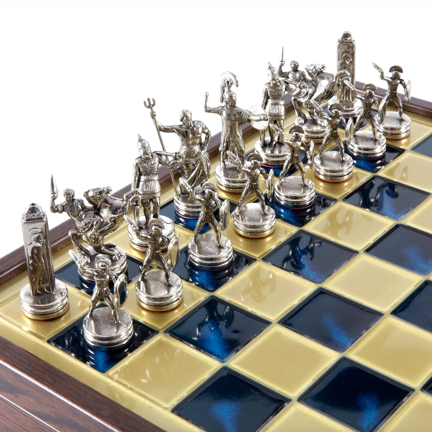 GREEK MYTHOLOGY CHESS SET in wooden box with gold/silver chessmen and bronze chessboard 34 x 34cm (Medium) - Premium Chess from MANOPOULOS Chess & Backgammon - Just €183! Shop now at MANOPOULOS Chess & Backgammon