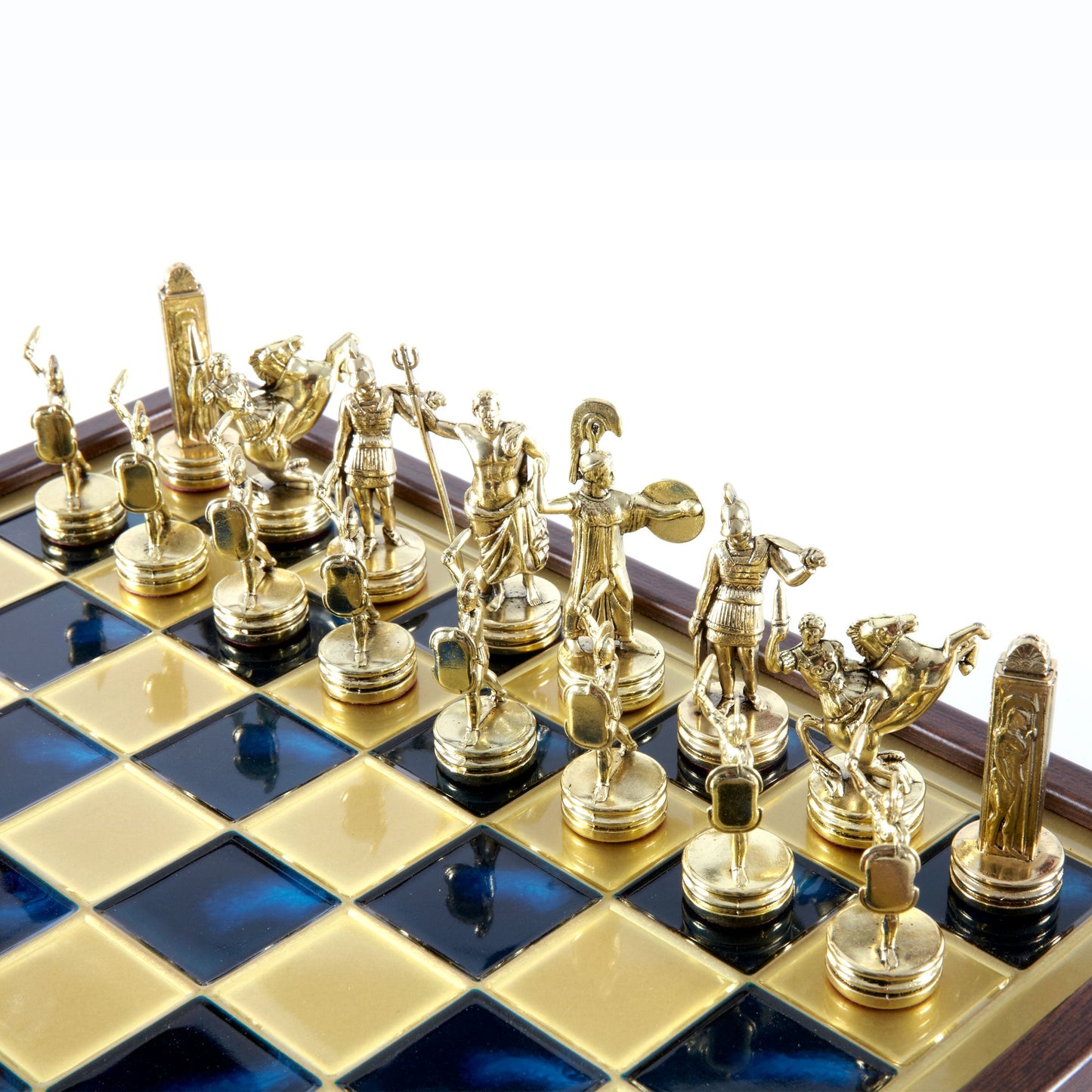 GREEK MYTHOLOGY CHESS SET in wooden box with gold/silver chessmen and bronze chessboard 34 x 34cm (Medium) - Premium Chess from MANOPOULOS Chess & Backgammon - Just €183! Shop now at MANOPOULOS Chess & Backgammon