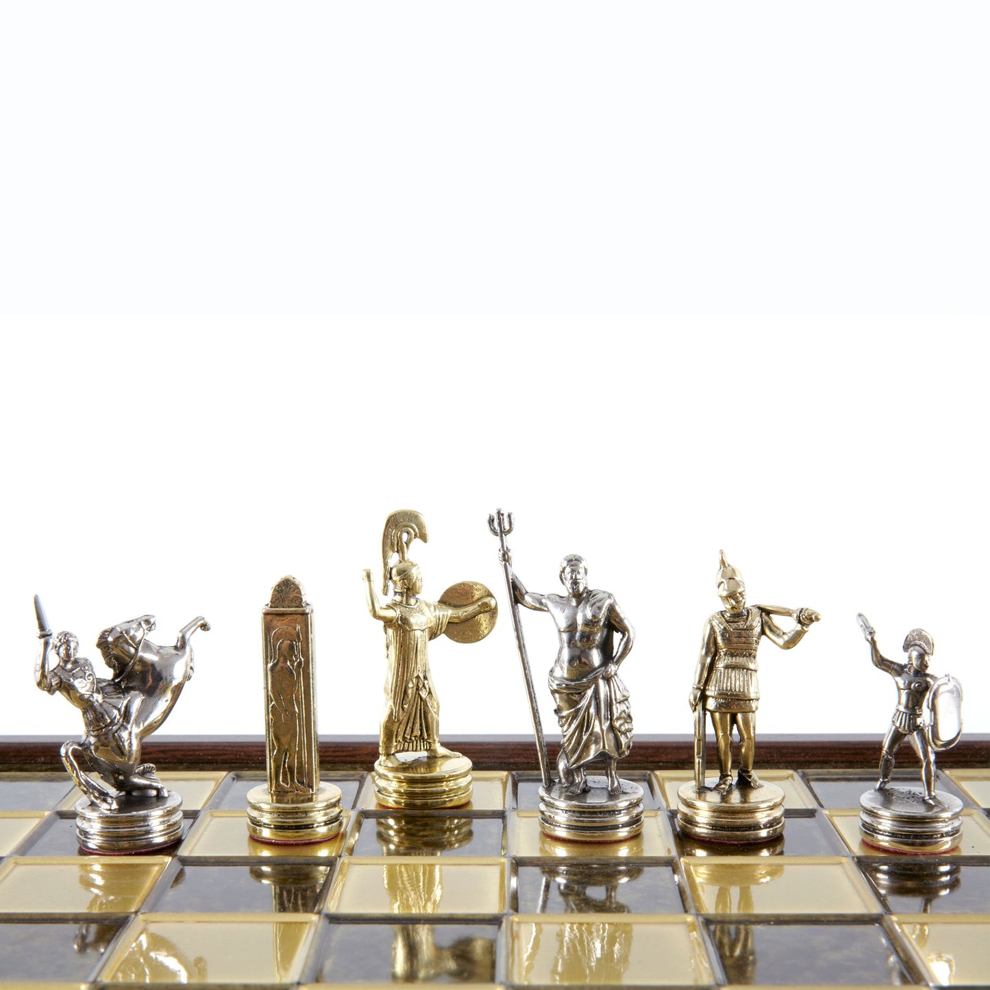 GREEK MYTHOLOGY CHESS SET in wooden box with gold/silver chessmen and bronze chessboard 34 x 34cm (Medium) - Premium Chess from MANOPOULOS Chess & Backgammon - Just €183! Shop now at MANOPOULOS Chess & Backgammon