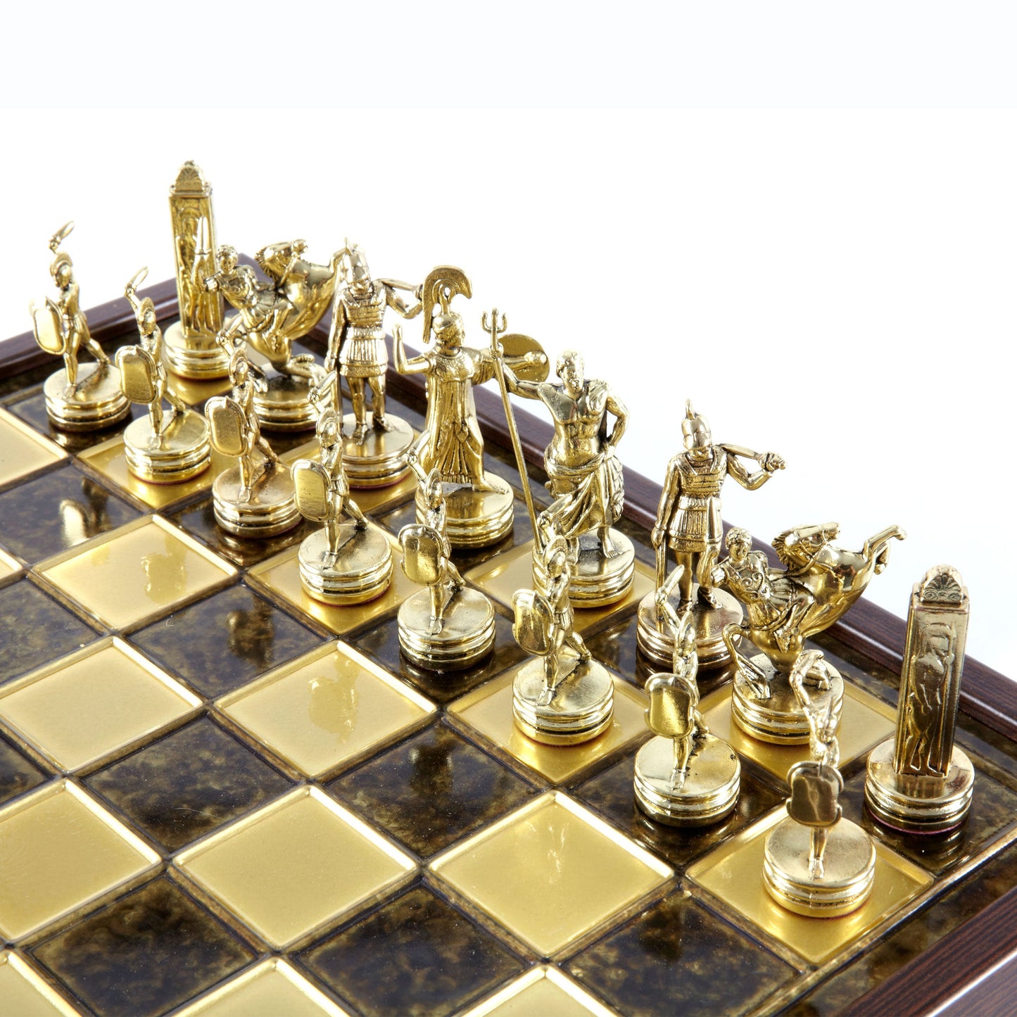 GREEK MYTHOLOGY CHESS SET in wooden box with gold/silver chessmen and bronze chessboard 34 x 34cm (Medium) - Premium Chess from MANOPOULOS Chess & Backgammon - Just €183! Shop now at MANOPOULOS Chess & Backgammon