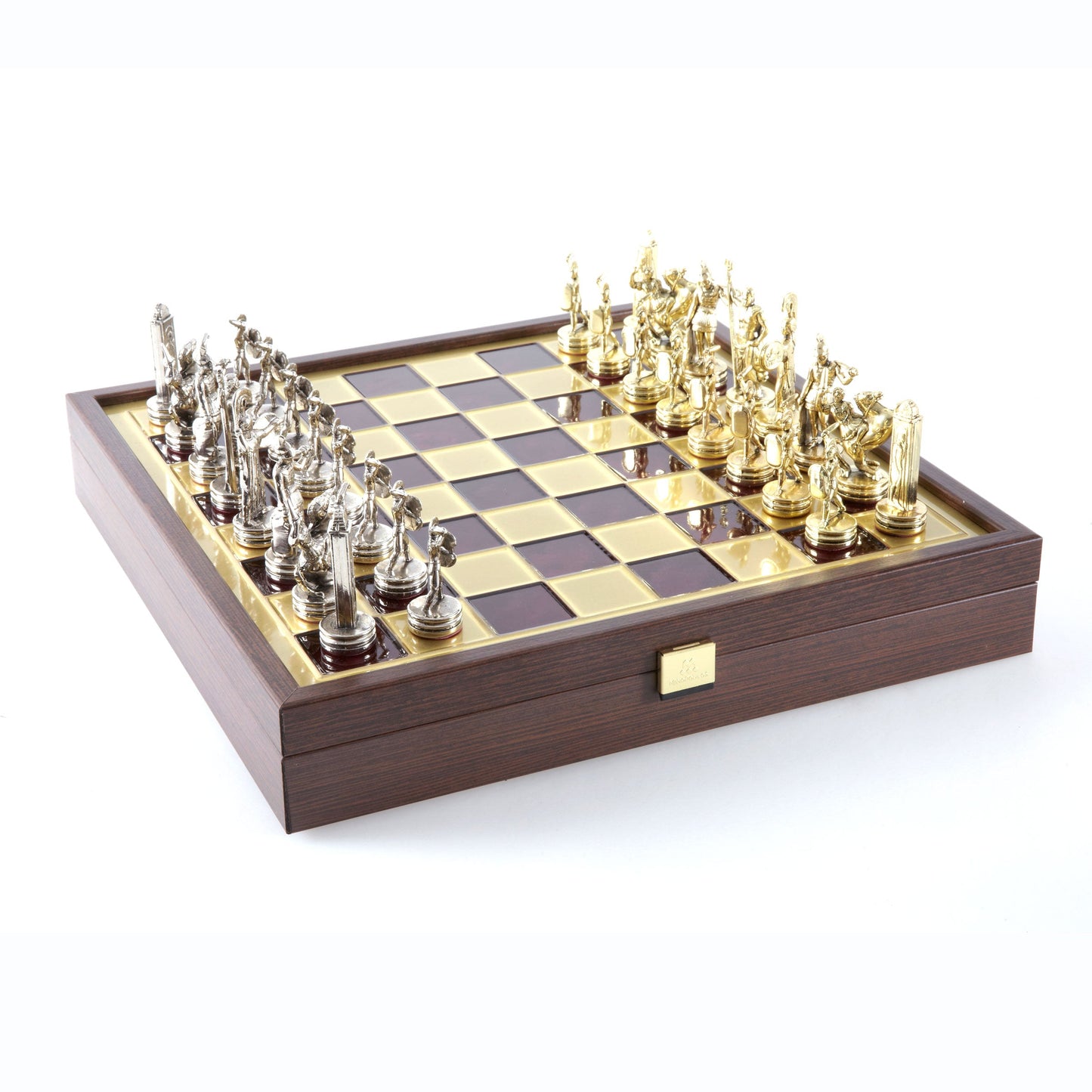 GREEK MYTHOLOGY CHESS SET in wooden box with gold/silver chessmen and bronze chessboard 34 x 34cm (Medium) - Premium Chess from MANOPOULOS Chess & Backgammon - Just €183! Shop now at MANOPOULOS Chess & Backgammon