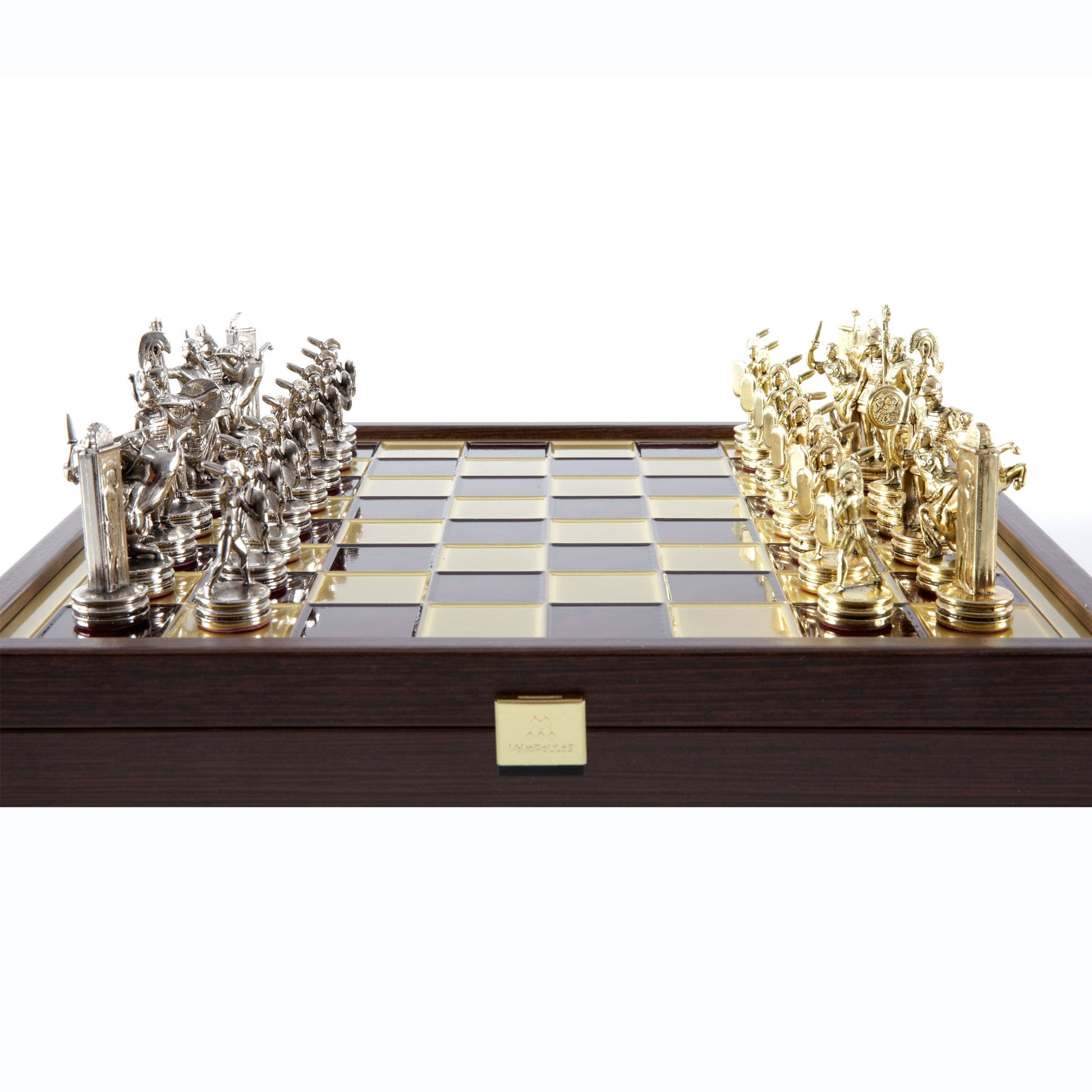 GREEK MYTHOLOGY CHESS SET in wooden box with gold/silver chessmen and bronze chessboard 34 x 34cm (Medium) - Premium Chess from MANOPOULOS Chess & Backgammon - Just €183! Shop now at MANOPOULOS Chess & Backgammon