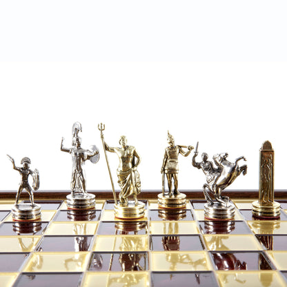 GREEK MYTHOLOGY CHESS SET in wooden box with gold/silver chessmen and bronze chessboard 34 x 34cm (Medium) - Premium Chess from MANOPOULOS Chess & Backgammon - Just €183! Shop now at MANOPOULOS Chess & Backgammon