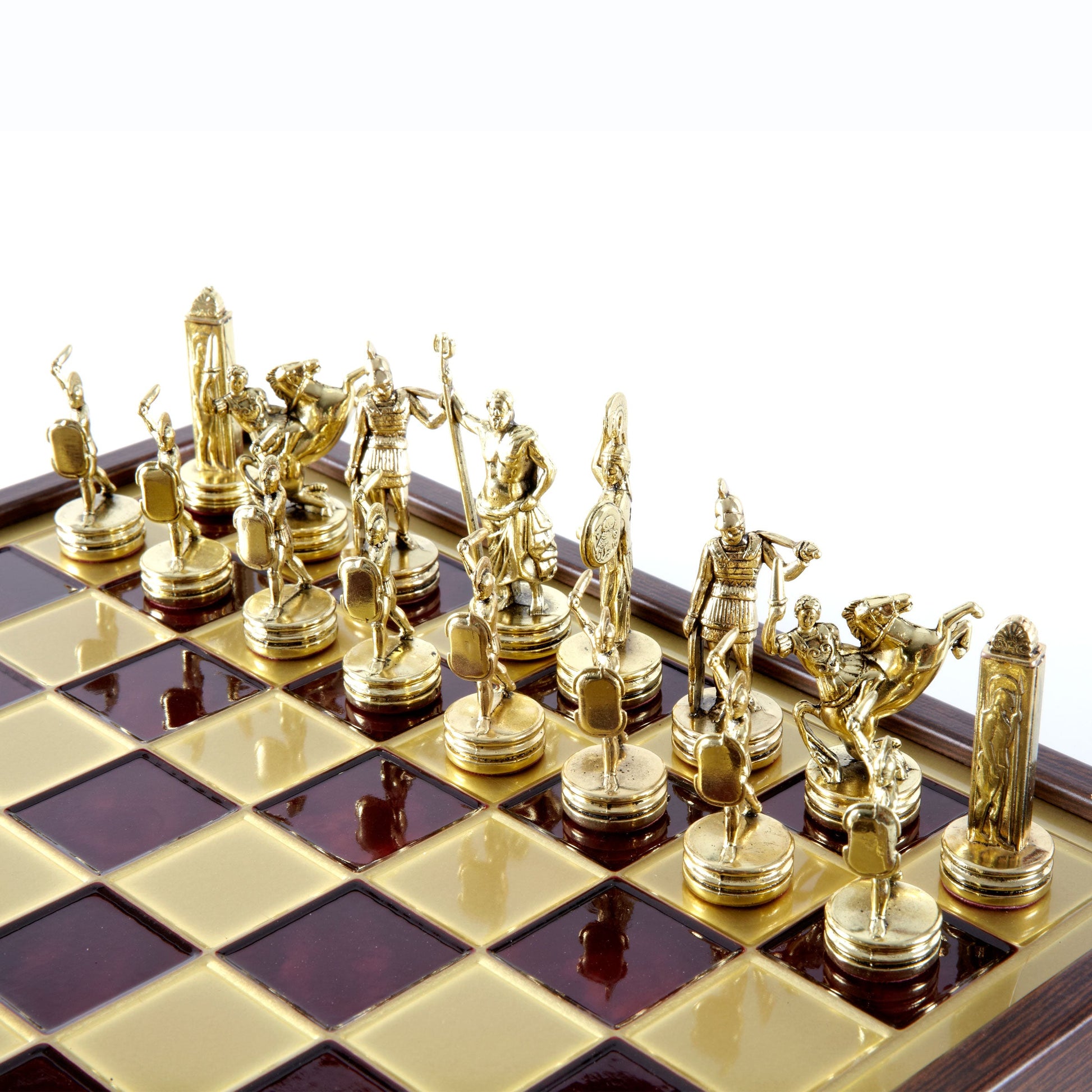 GREEK MYTHOLOGY CHESS SET in wooden box with gold/silver chessmen and bronze chessboard 34 x 34cm (Medium) - Premium Chess from MANOPOULOS Chess & Backgammon - Just €183! Shop now at MANOPOULOS Chess & Backgammon