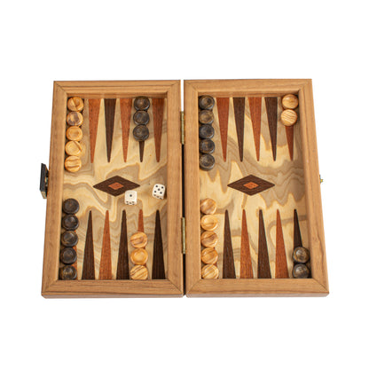 Premium Handcrafted Olive Burl Backgammon Set with Olive Wood Checkers