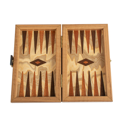 Premium Handcrafted Olive Burl Backgammon Set with Olive Wood Checkers