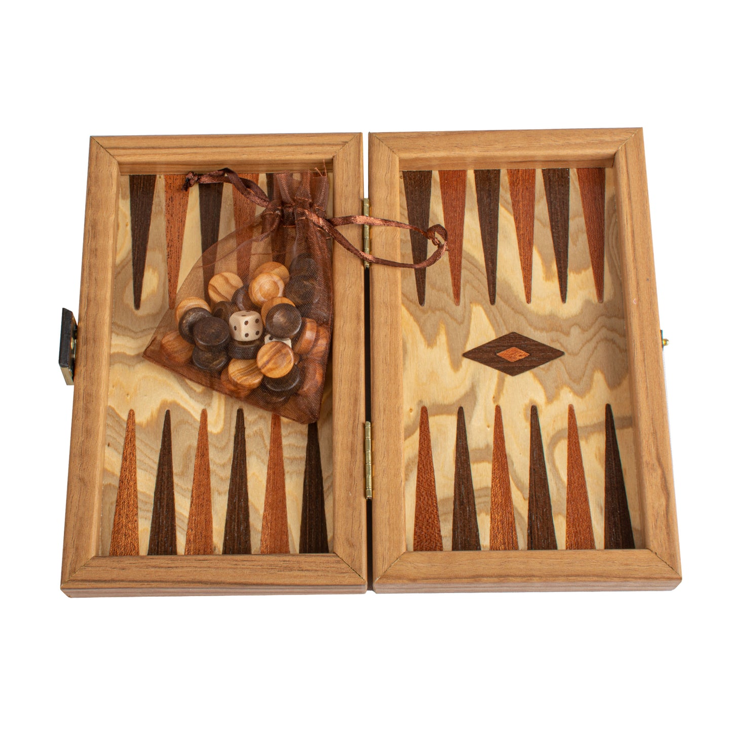 Premium Handcrafted Olive Burl Backgammon Set with Olive Wood Checkers