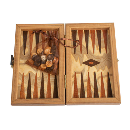 Premium Handcrafted Olive Burl Backgammon Set with Olive Wood Checkers