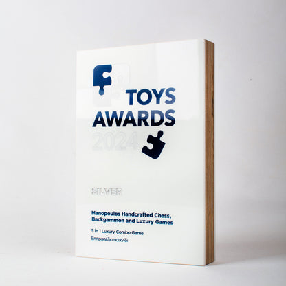 Handcrafted Minoan Warrior Chess Set - Gold & Silver Chessmen with Bronze Chessboard (Medium)